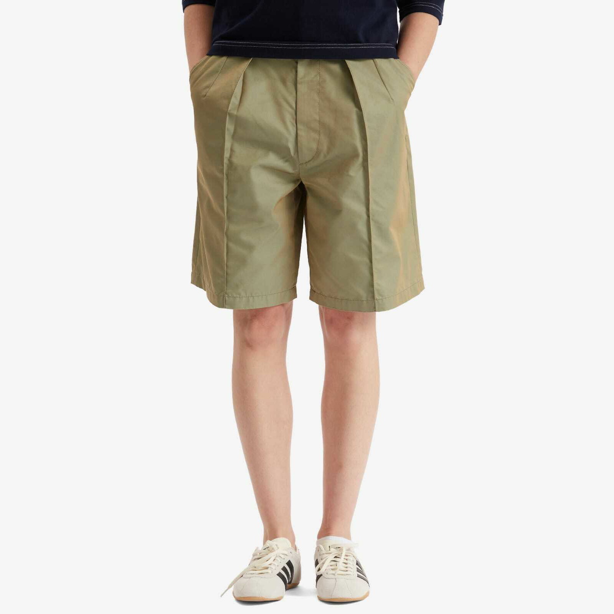 Beams Boy Women's Long Chamb Shorts in Olive