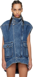 JW Anderson Blue Oversized Sleeveless High Neck Denim Vest