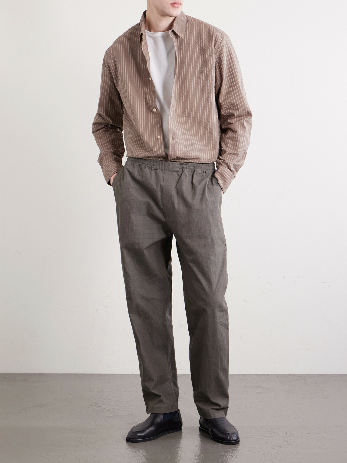 A Kind Of Guise - Banasa Straight-Leg Cotton-Blend Trousers - Brown