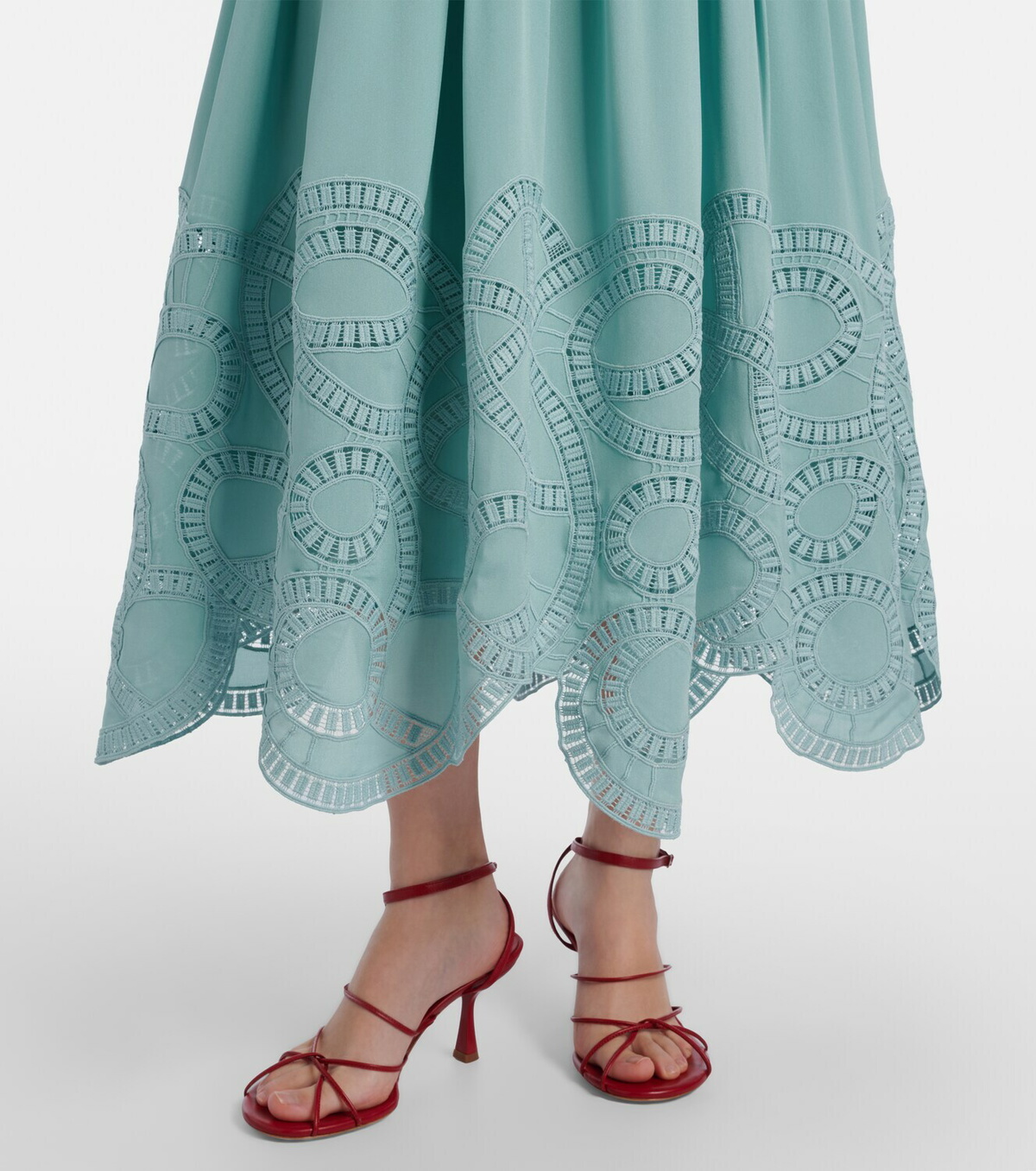 Elie Saab Lace-trimmed silk-blend midi dress