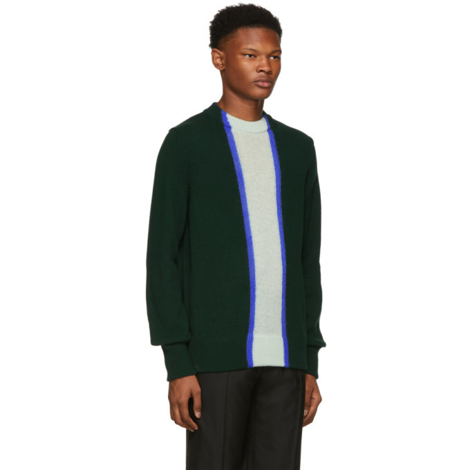 Namacheko Green Wool Striped Crewneck Sweater