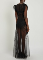 Vivienne Westwood Justina Embroidered-appliqué Mesh Maxi Dress Black