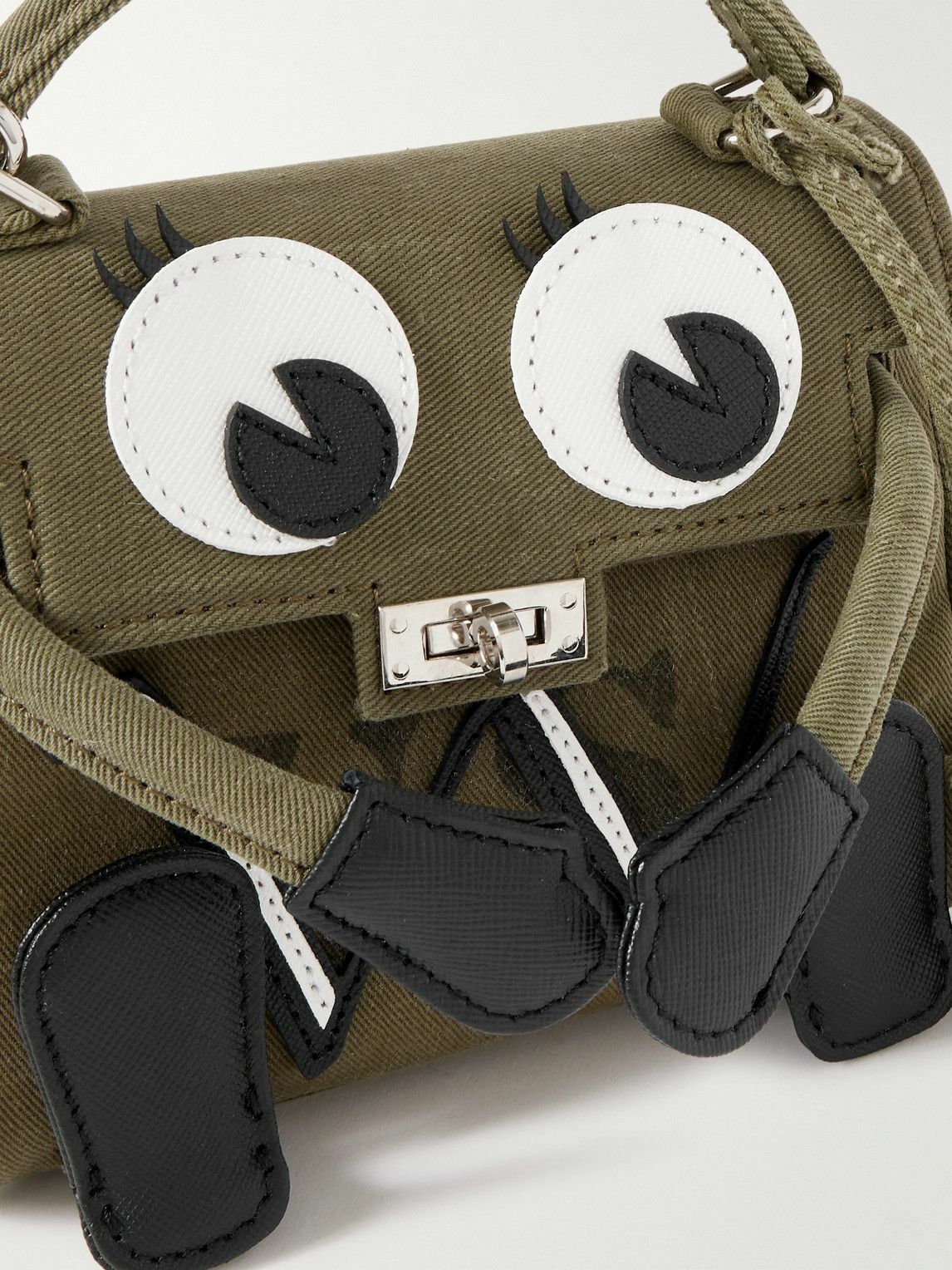 【READYMADE】+ Dr. Woo Monster デニム メッセンジャーバッグ READYMADE - Dr. Woo Monster Cross-Grain Leather-Trimmed