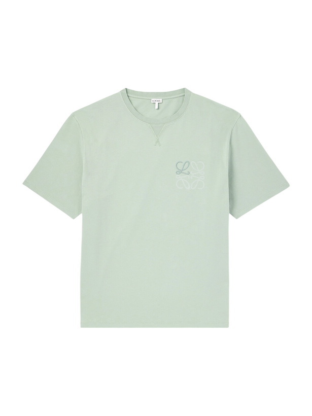 Photo: LOEWE - Logo-Embroidered Cotton-Jersey T-Shirt - Green