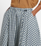 Prada Checked cotton-blend chambray midi skirt