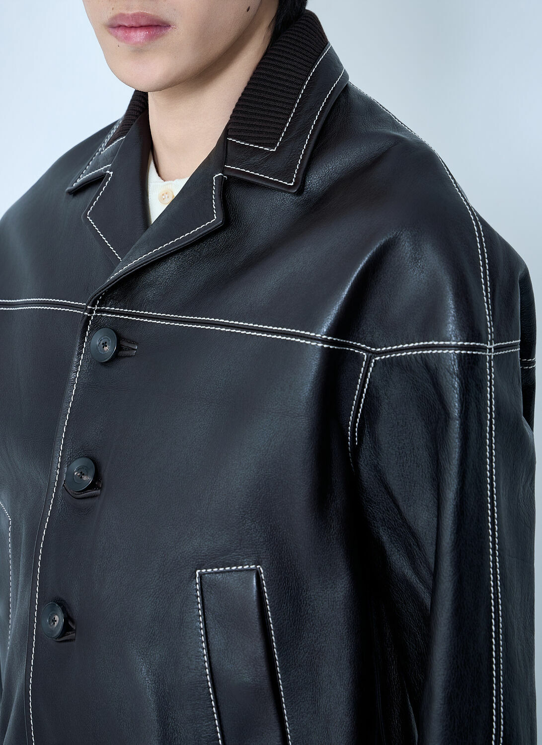 Wales Bonner Leather Button-Up Jacket