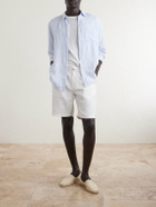 Frescobol Carioca - Rui Straight-Let Pleated Drawstring Shorts - Neutrals