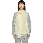 Sacai Grey and Off-White Wool Jersey Cardigan