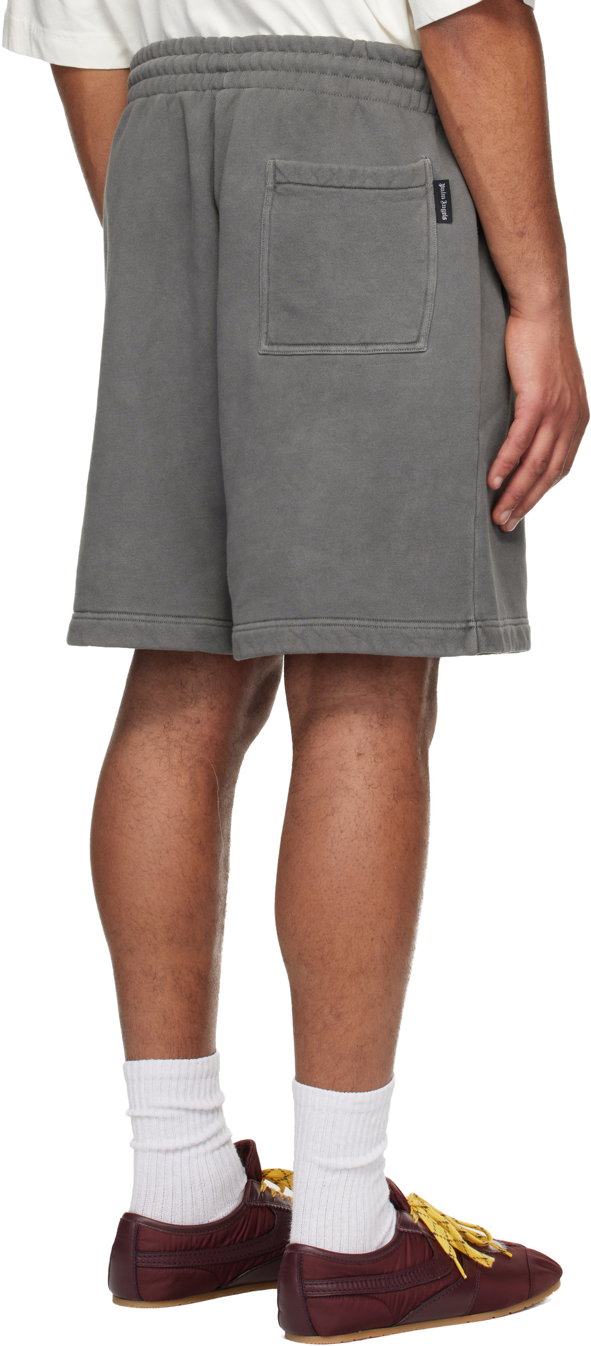 Palm Angels Gray Waist Logo Sweat Shorts