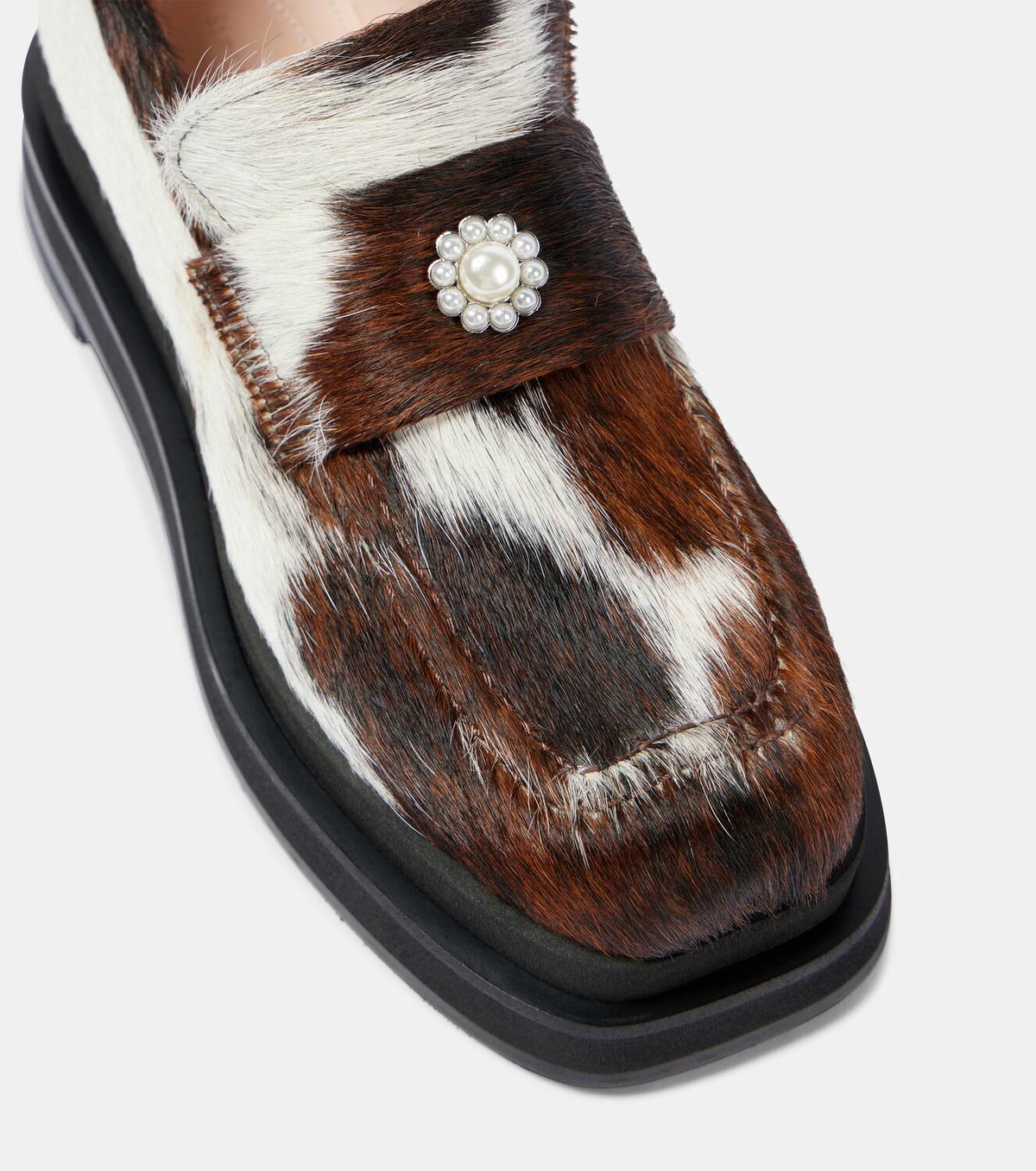 Simone Rocha Heart Toe calf hair platform loafers