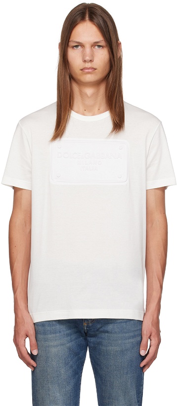 Photo: Dolce & Gabbana White Embossed T-Shirt