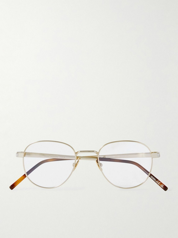 Photo: SAINT LAURENT - Round-Frame Gold-Tone Optical Glasses