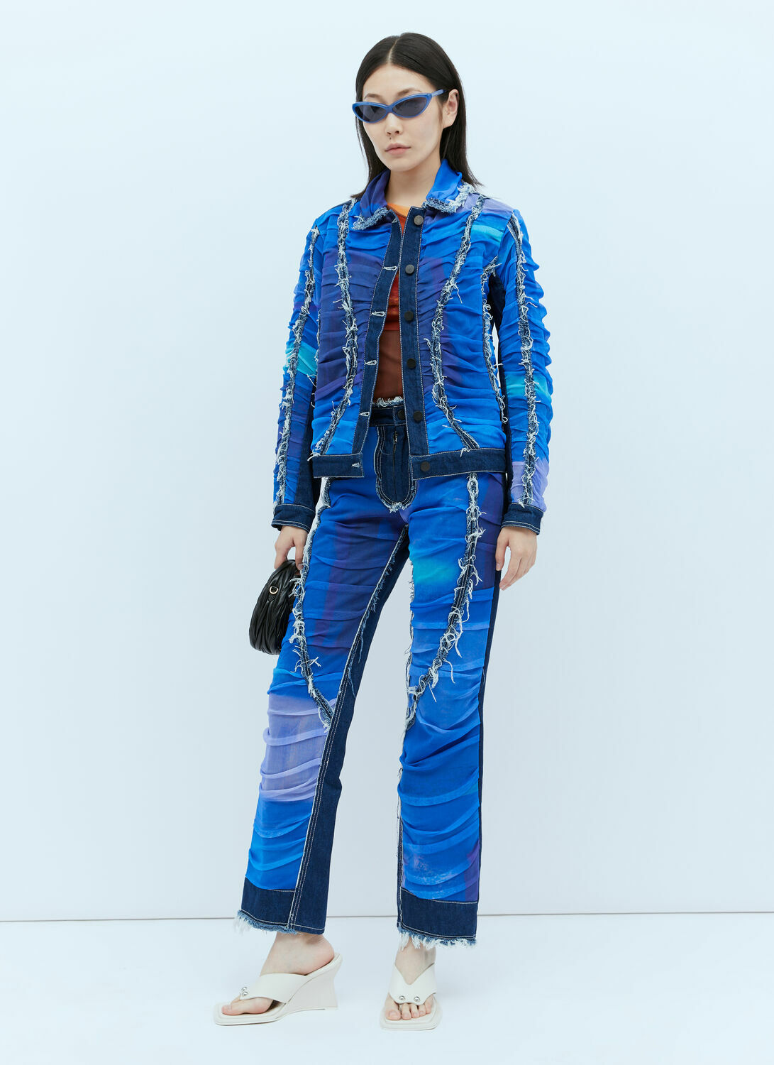 Paula Canovas del Vas Mesh Construction Denim Jeans