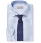 Canali - Blue Striped Slub Linen Shirt - Men - Blue