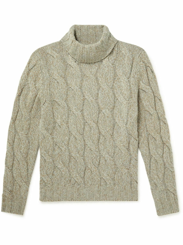 Photo: Lardini - Cable-Knit Alpaca and Wool-Blend Rollneck Sweater - Neutrals