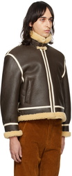 Bode Brown Aviator Leather Jacket