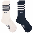 Adidas x Wales Bonner 3-Stripe Socks in Night Navy/Chalk White