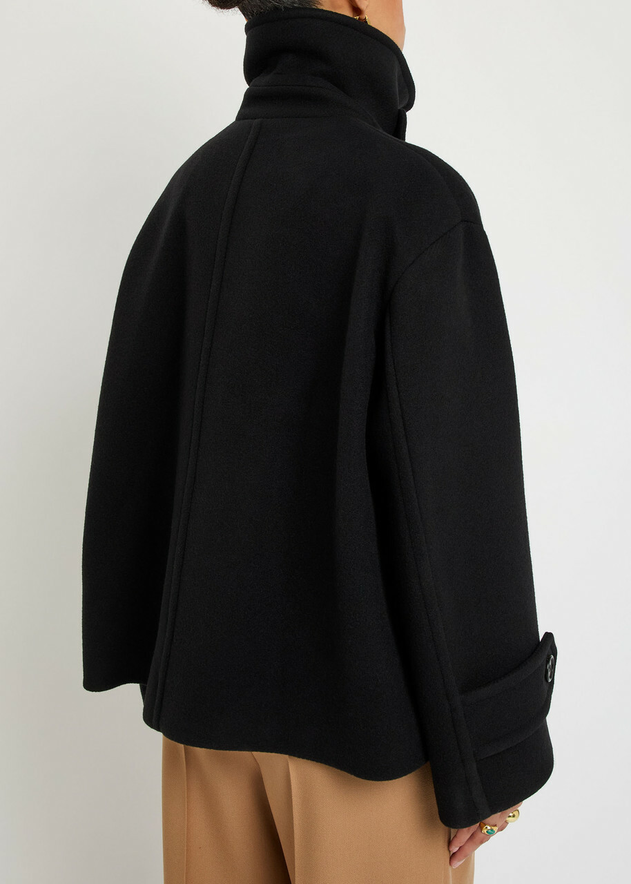 Chloe Double-breasted Wool-blend Jacket Black