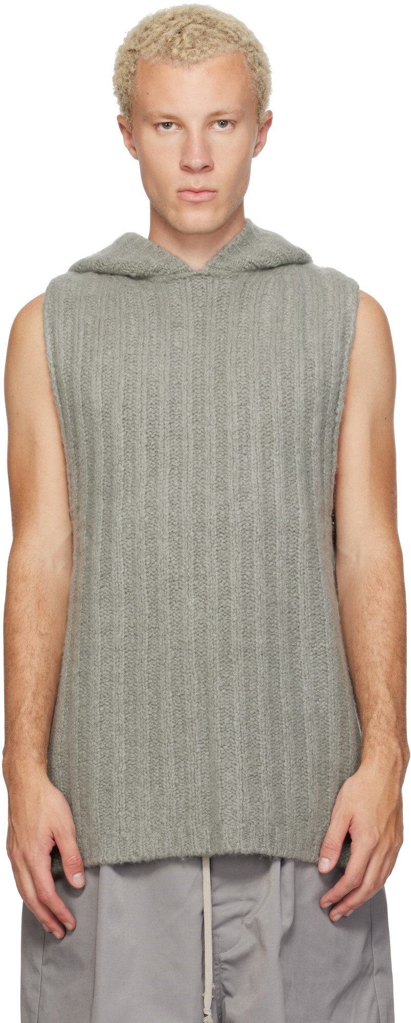 Rick Owens Gray Tower Hooded Tank Top