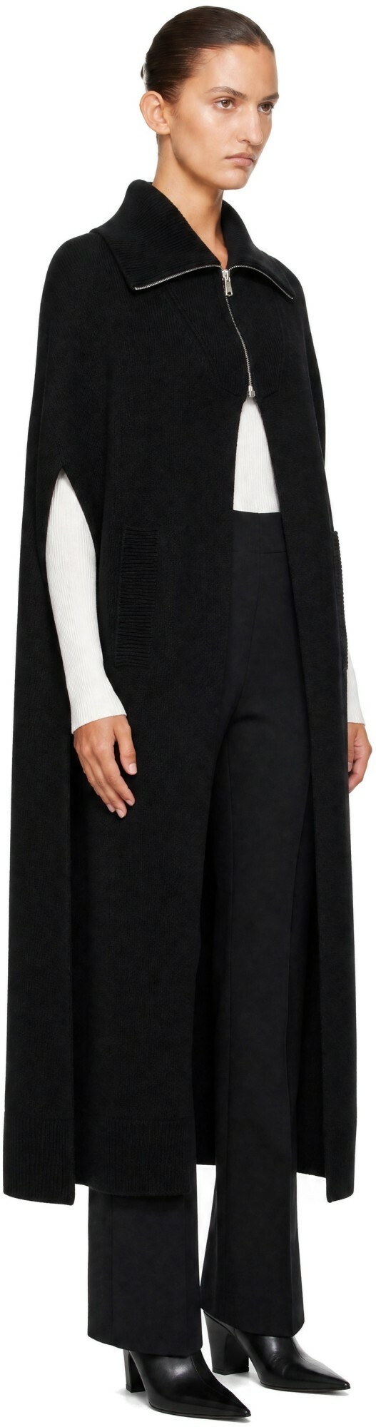 Coperni Black Knit Scarf Zip Cape