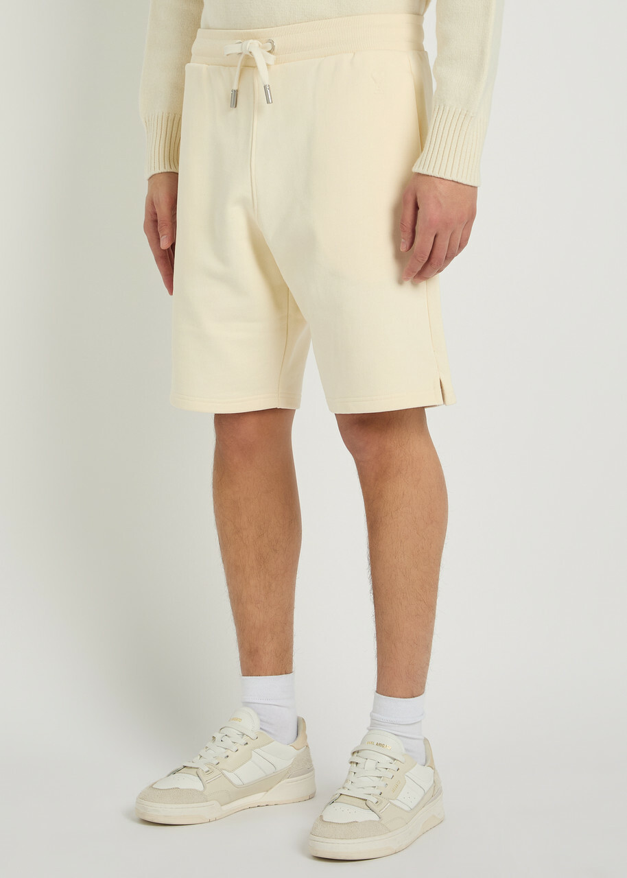 Ami Paris Logo-embossed Cotton Shorts Cream