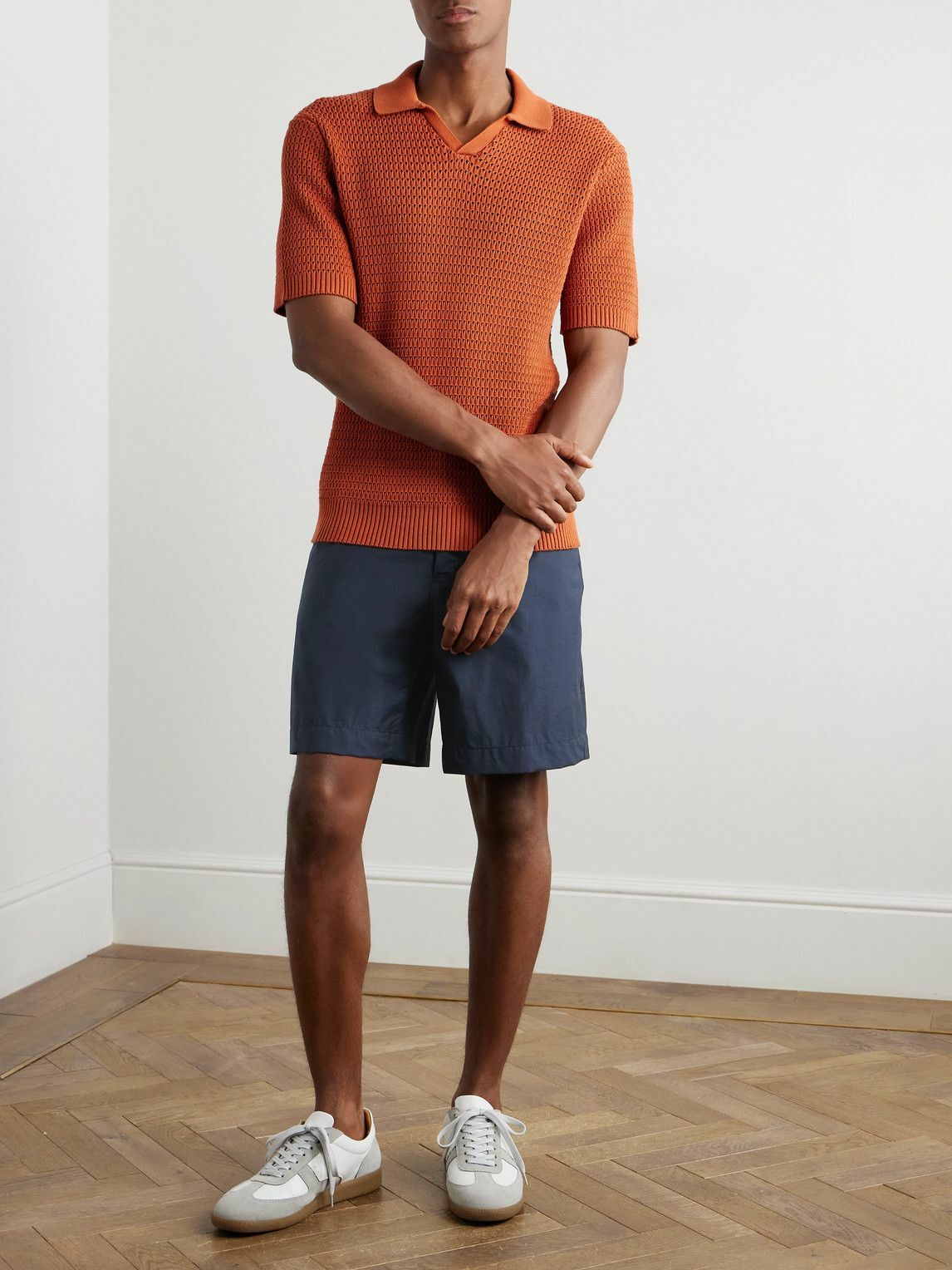 Incotex - Teknosartorial Wide-Leg Cotton-Blend Shorts - Blue