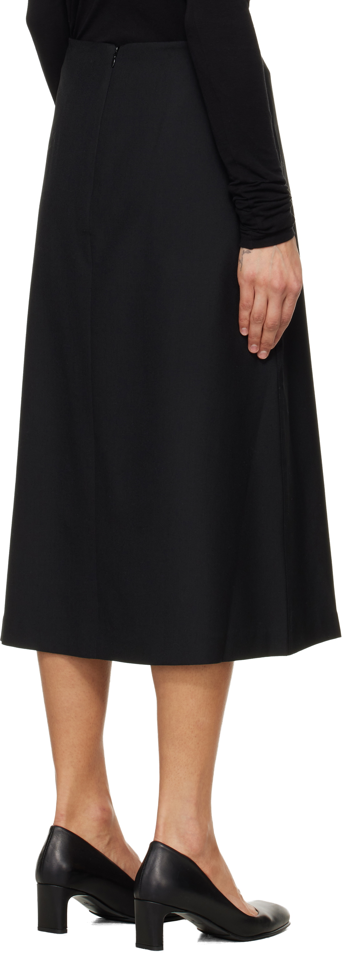 TONYWACK Black Wool Midi Skirt