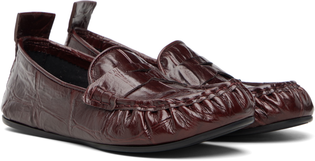 Acne Studios Burgundy Leather Saddle Loafers