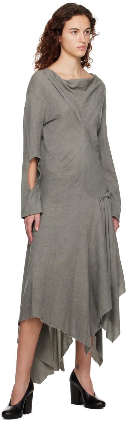 Niccolo Pasqualetti Gray Apertura Maxi Dress