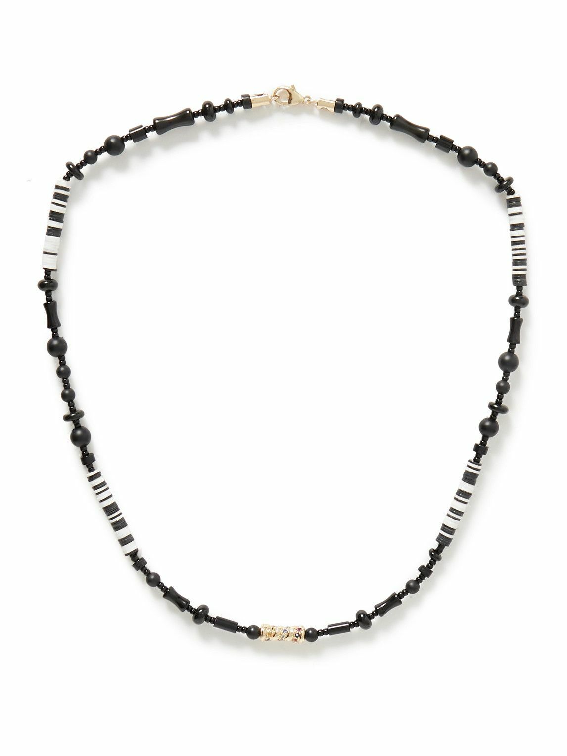 Luis Morais - 14-Karat Gold, Agate and Sapphire Beaded Necklace