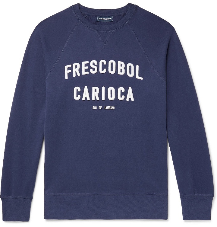 Photo: FRESCOBOL CARIOCA - Logo-Embroidered Loopback Organic Cotton-Jersey Sweatshirt - Blue