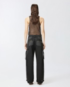 Pinko P Pants In Black Denim And Satin With Zip Limo Black