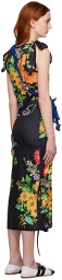 Chopova Lowena SSENSE Exclusive Black Neon Floral Midi Dress