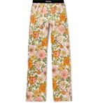 TOM FORD - Velvet-Trimmed Printed Stretch-Silk Satin Pyjama Trousers - Unknown