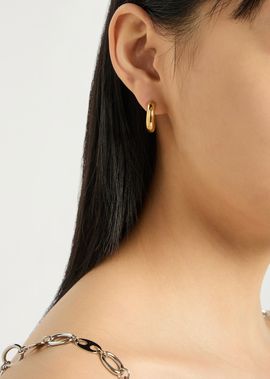 Timeless Pearly Two-tone Mismatched 24kt Gold-plated Hoop Earrings - One Size
