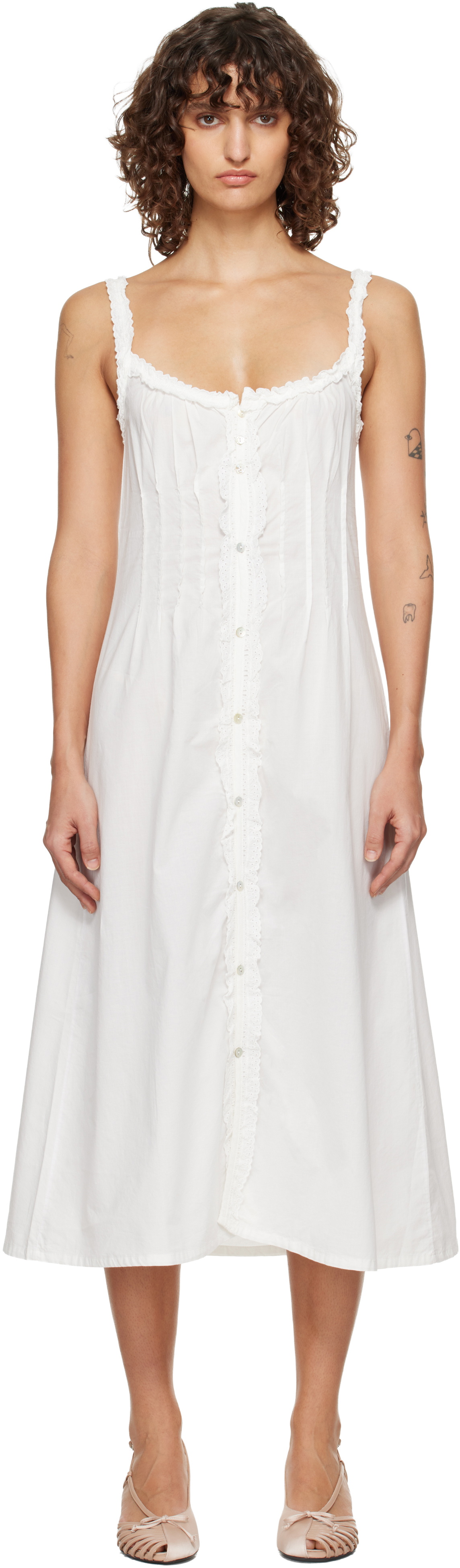 Fruity Booty White Broderie Midi Dress
