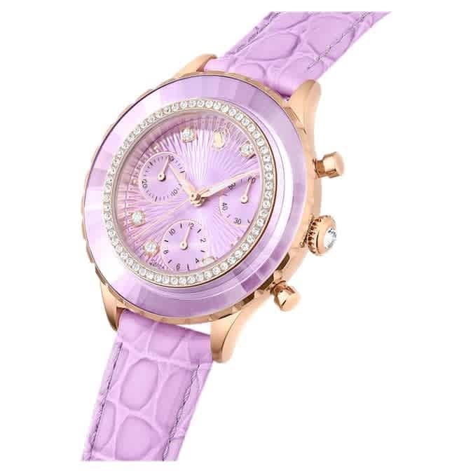Swarovski Octea Chrono Quartz Crystal Purple Dial Watch 5690804