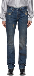 AARON ESH Blue Washed Denim Jeans