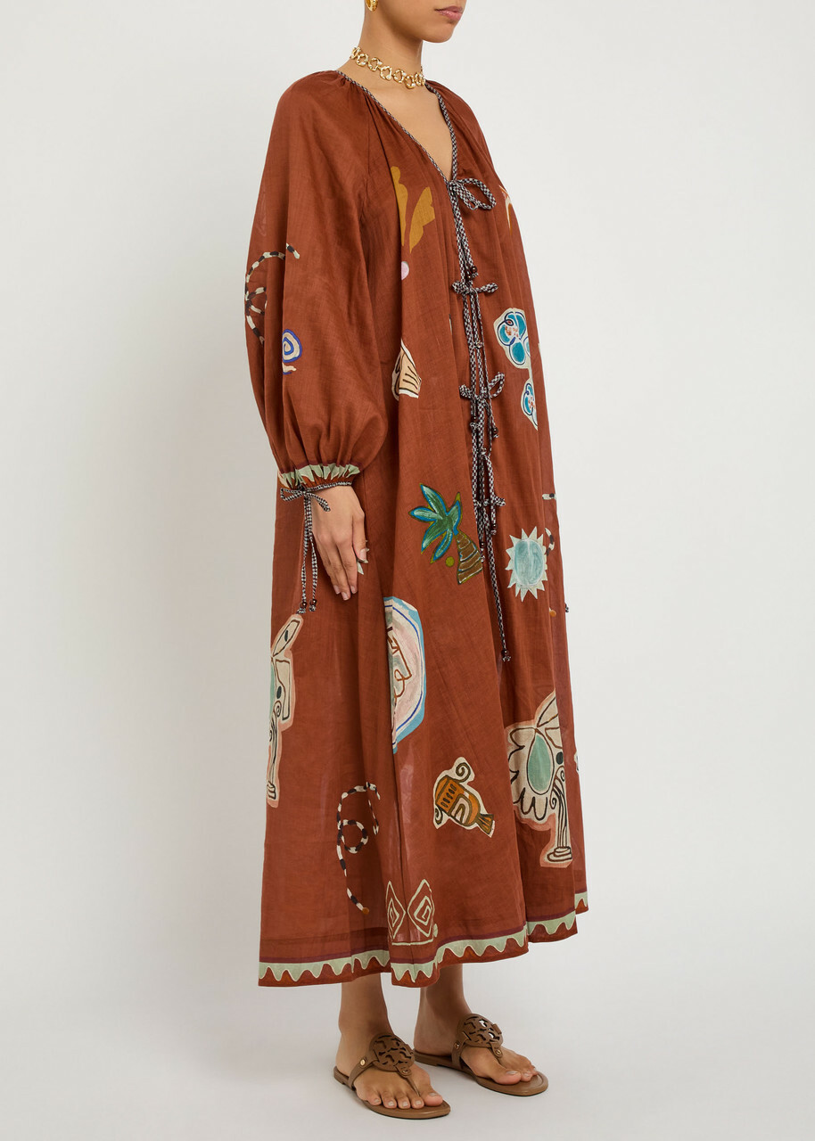 Alemais Laurence Printed Woven Maxi Dress Rust