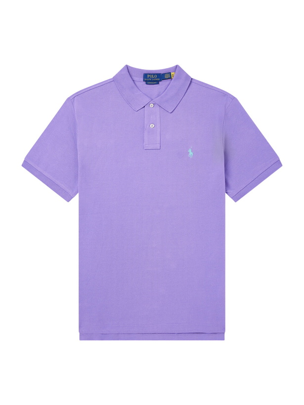 Photo: Polo Ralph Lauren - Logo-Embroidered Cotton-Piqué Polo Shirt - Purple