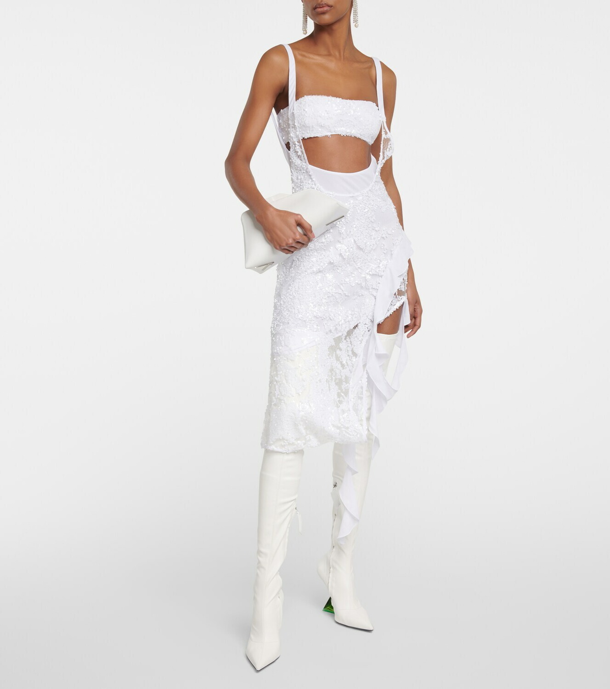ワンピース THE ATTICO Women Dresses 250WCA00394CCC052AA 001 WHITE Saskia'' white midi dress for Women | THE ATTICO®
