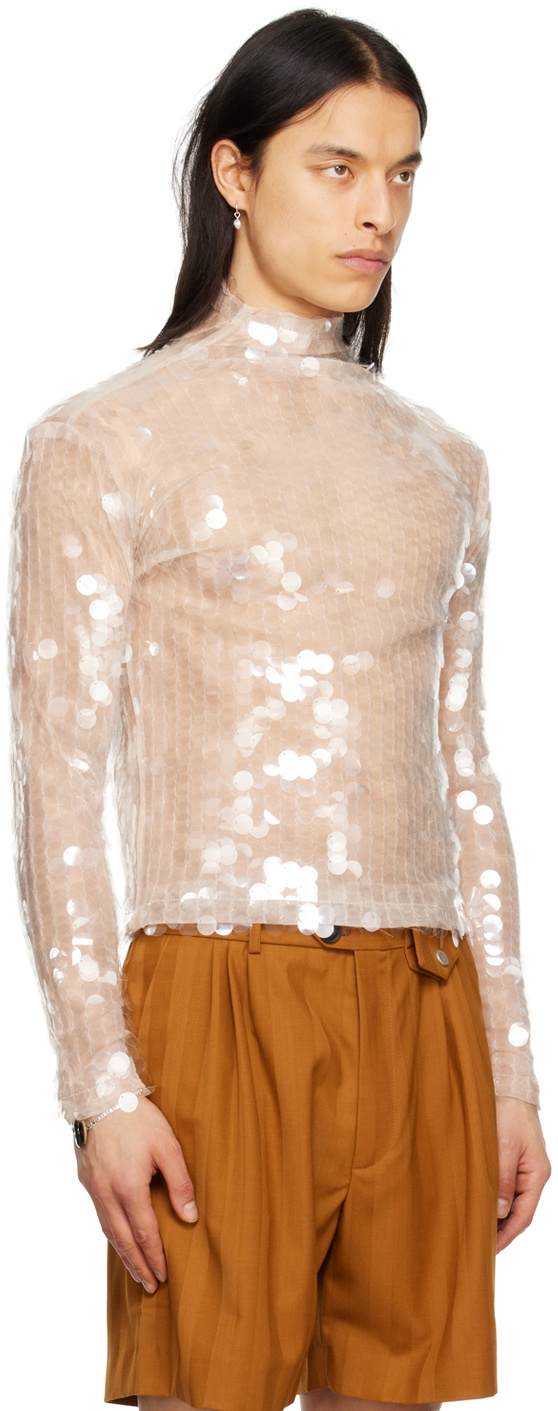 EGONlab Off-White Sequin Turtleneck EGONlab