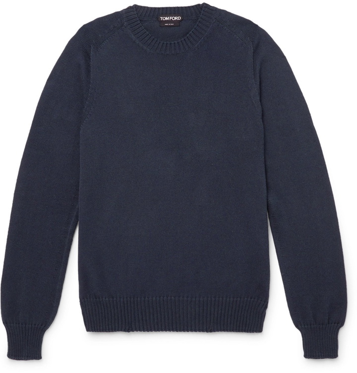 Photo: TOM FORD - Cotton and Silk-Blend Sweater - Blue