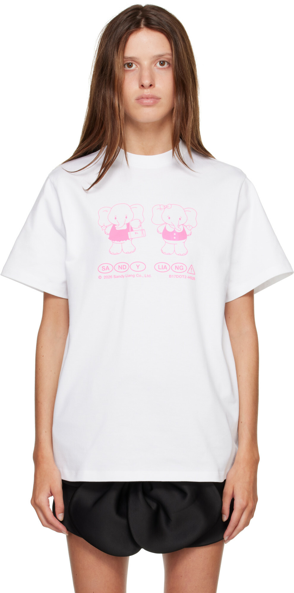 Sandy Liang White Peanut Boxy T-shirt