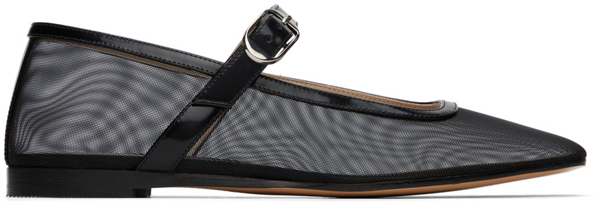 Le Monde Beryl Black Mesh Mary Jane Ballerina Flats