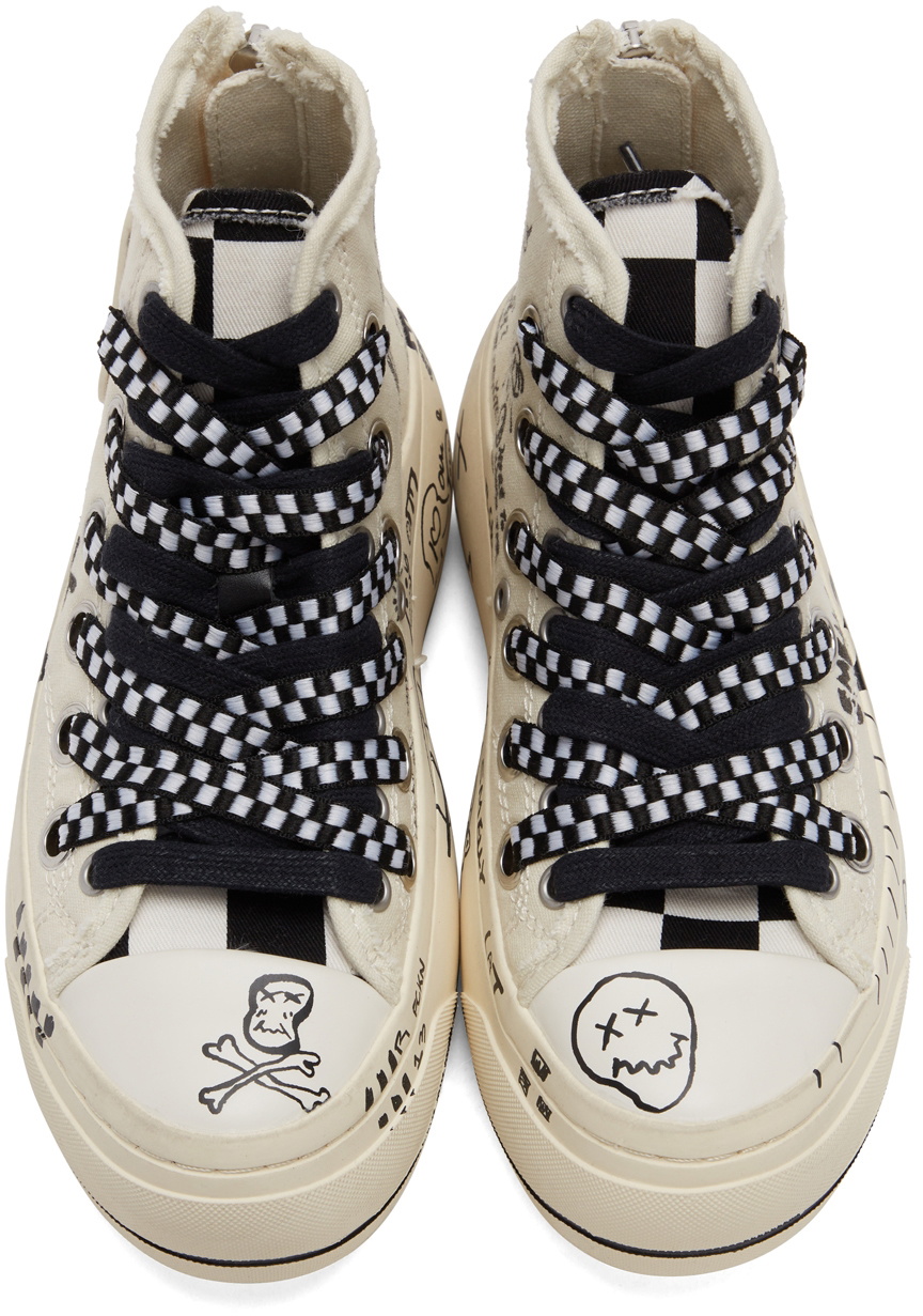 R13 Off White Graffiti Double Grommet Kurt Sneakers R13