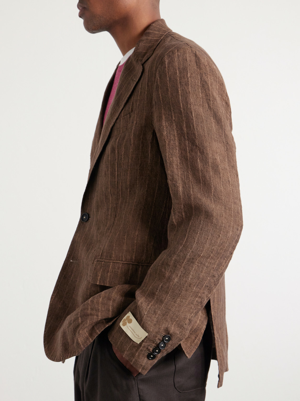 Massimo Alba - Pinstriped Linen Blazer - Brown