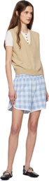 Anna Sui Blue & White Gingham Terry Shorts