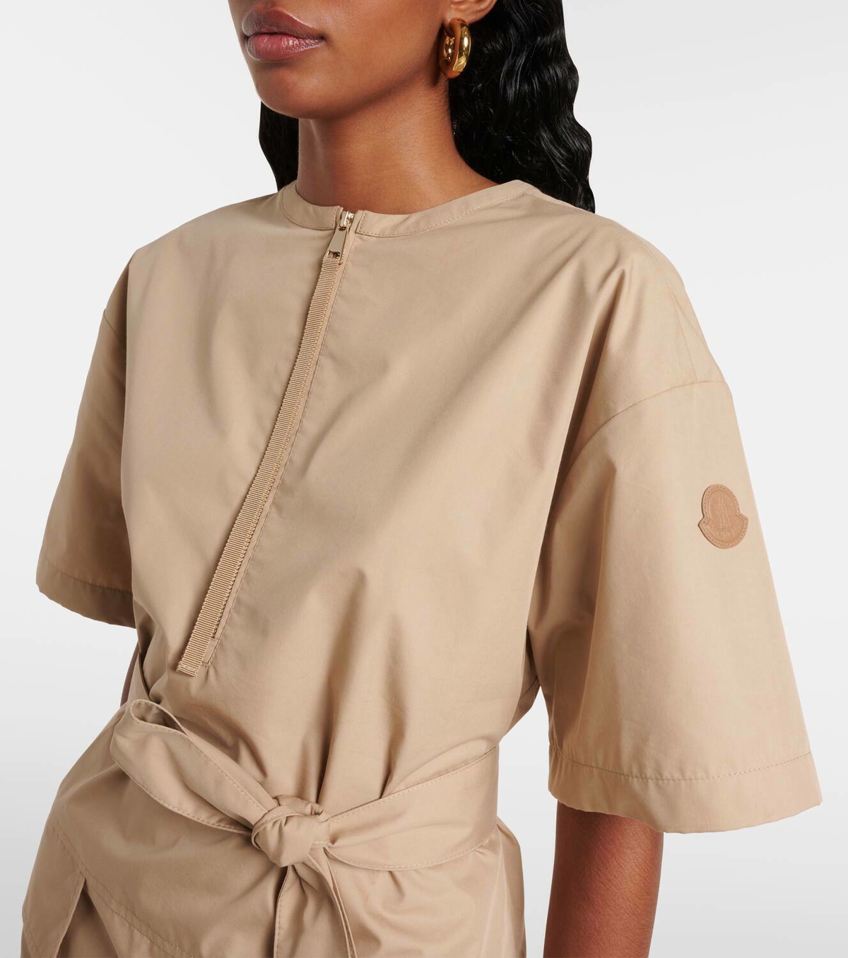 Moncler Belted cotton-blend minidress