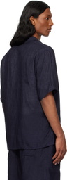 YLÈVE Navy Linen Poplin Shirt